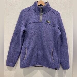 Ll Bean 1/4 Snap Front Light Purple Fleece Pullover Sweater Women’s Sz Med